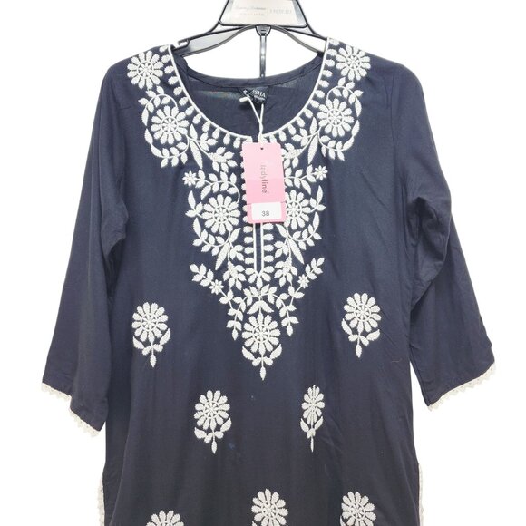 Black & White Embroidered Kurti Dress  Size 38  Twisha Fashions - Picture 4 of 10